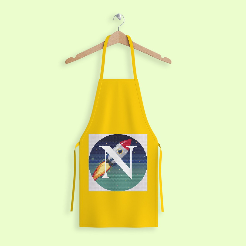 11 Letter N Space galaxy Monogram bright color modern style cross stitch digital pattern for home decor and gift.jpg