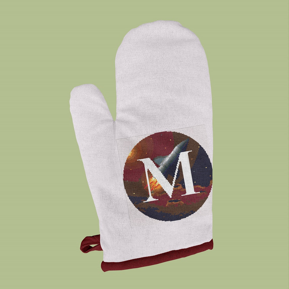 9 Letter M Space galaxy Monogram bright color modern style cross stitch digital pattern for home decor and gift.jpg