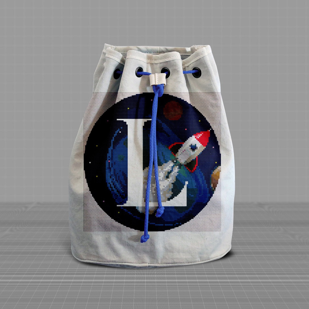 6 Letter L Space galaxy Monogram bright color modern style cross stitch digital pattern for home decor and gift.jpg