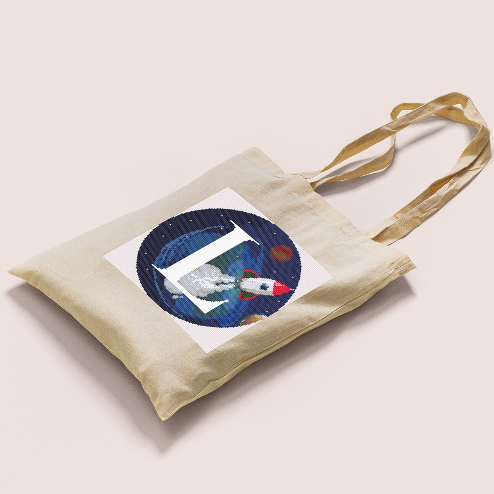 10 Letter L Space galaxy Monogram bright color modern style cross stitch digital pattern for home decor and gift.jpg