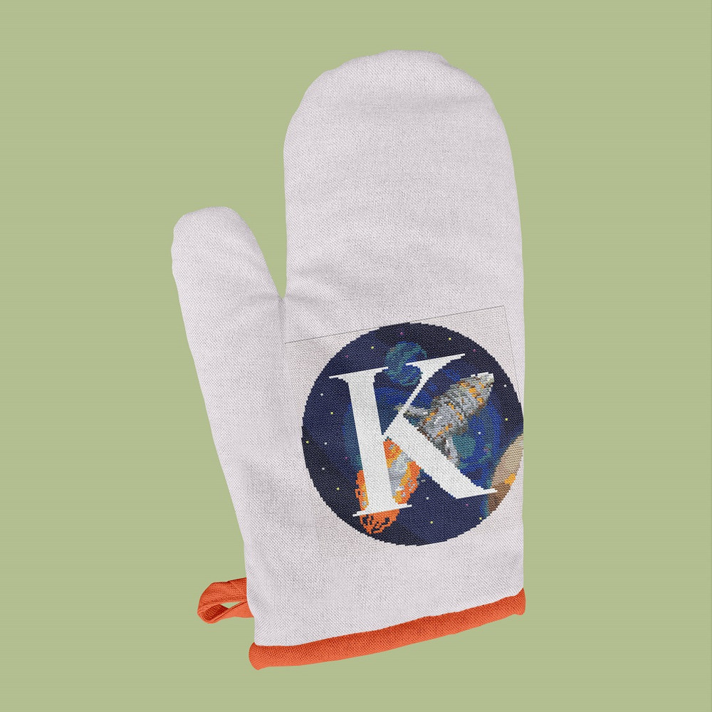 9 Letter K Space galaxy Monogram bright color modern style cross stitch digital pattern for home decor and gift.jpg