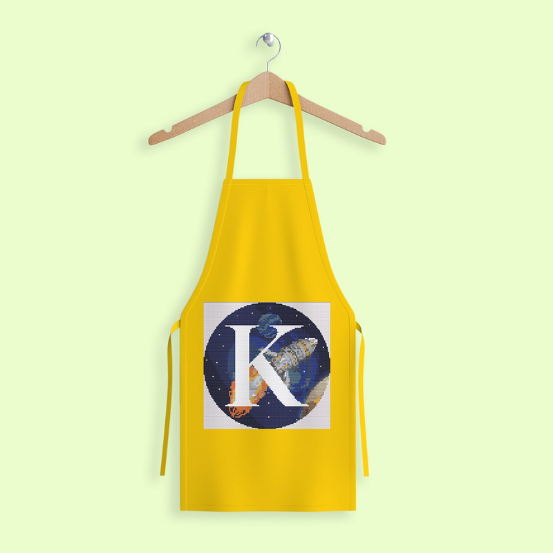 11 Letter K Space galaxy Monogram bright color modern style cross stitch digital pattern for home decor and gift.jpg