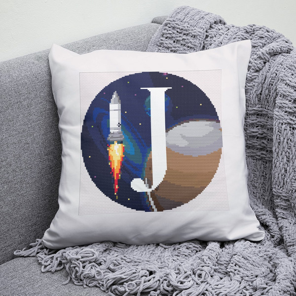 4 Letter J Space galaxy Monogram bright color modern style cross stitch digital pattern for home decor and gift.jpg