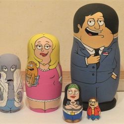 american dad! cartoon heroes nesting dolls matryoshka - wooden custom russian dolls hand painted