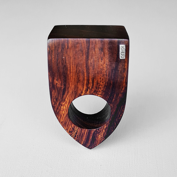 Brown wood tall ring 2