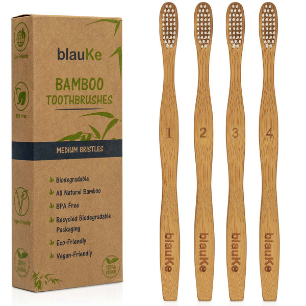 Bamboo Toothbrush Medium Bristles - Biodegradable Toothbrushes - Wooden Toothbrushes - Recyclable Toothbrushes - Bamboo Toothbrush Set - 200.jpg