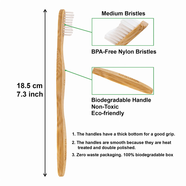 Bamboo Toothbrush Medium Bristles - Biodegradable Toothbrushes - Wooden Toothbrushes - Recyclable Toothbrushes - Bamboo Toothbrush Set 100-15.jpg