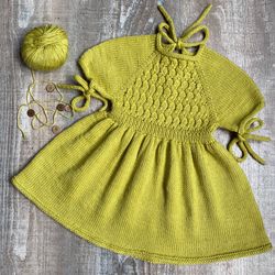 Hand knitted baby dress and socks set| Crocheted baby dress and socks set