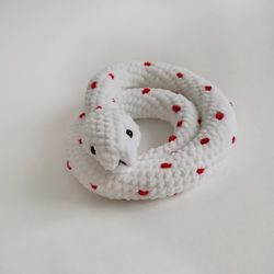 White crochet snake 29 in, Snake stuffed animals, Snake plushie, Snake decor, Gift snake, Snake plushie