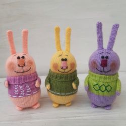 Hand Knit Bunny Rabbit Stuffed Toys Plush Toys Gift for Him Gift for Her Easter Decor Easter Bunny