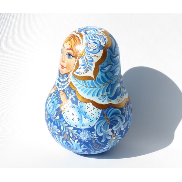 Gzhel painting music roly poly Russian nevalyashka wooden do | Inspire ...