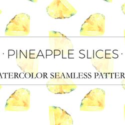 Watercolor pineapple botanical seamless patterns. Juicy fruits illustrations,tropical wallpaper,digital paper,background