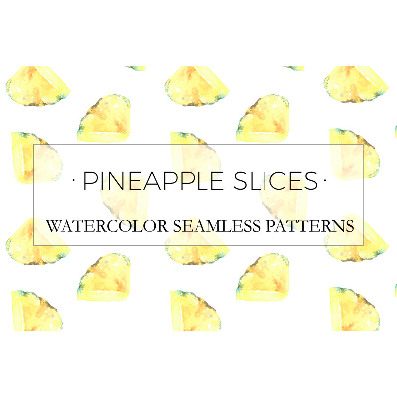 Watercolor pineapple patterns set