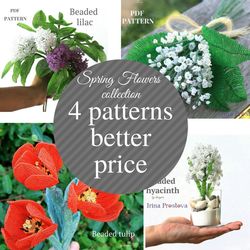 beaded  lilac, lily of the valley, hyacinth, tulip |  beaded flowers pattern | seed bead patterns| beaded bouquet