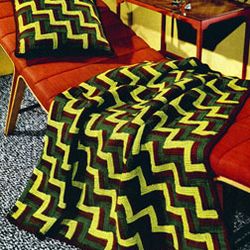 Vintage Crochet Pattern PDF, Crochet Afghan Jacob's Ladder Blanket & Pillow Pattern, Zig Zag Cushion Throw, Lap Blanket