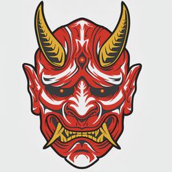layered design of japan oni mask for paper and laser cutting machines
