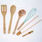Wooden Cooking Utensils Set for Nonstick Cookware, 6-Piece Kitchen Utensils Set (Wooden Spatulas, Bamboo Cooking Spoon, Tongs, Ladle, Whisk Brush) Bamboo Cookin