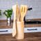 Bamboo Kitchen Utensils Set 8-Pack- Wooden Spatula, Cooking Spoon Fork Turner, Kitchen Tongs, Utensil Holder – Wooden Cooking Utensils Set For Nonstick Cookware