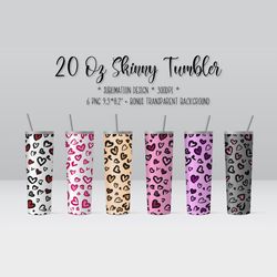 heart leopard tumbler design. skinny tumbler sublimation.