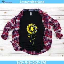 autism mom are my sunshine, you are my sunshine sunflower autism mom svg, png, dxf, vector for cricut