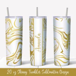 20oz skinny tumbler sublimation design. gold marble tumbler wrap v.2