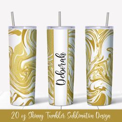 20oz skinny tumbler sublimation design. gold marble tumbler wrap v.5