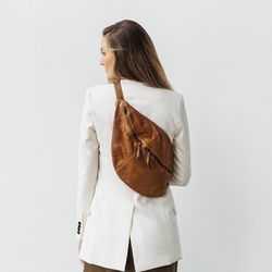 soft italian leather sling and belt bag