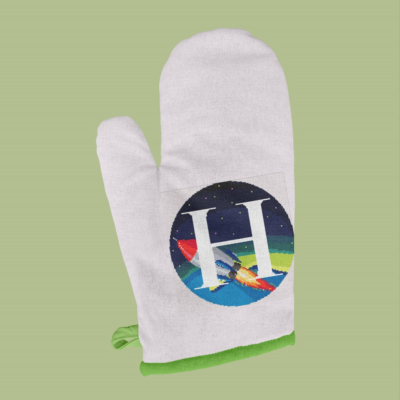 9 Letter H Space galaxy Monogram bright color modern style cross stitch digital pattern for home decor and gift.jpg