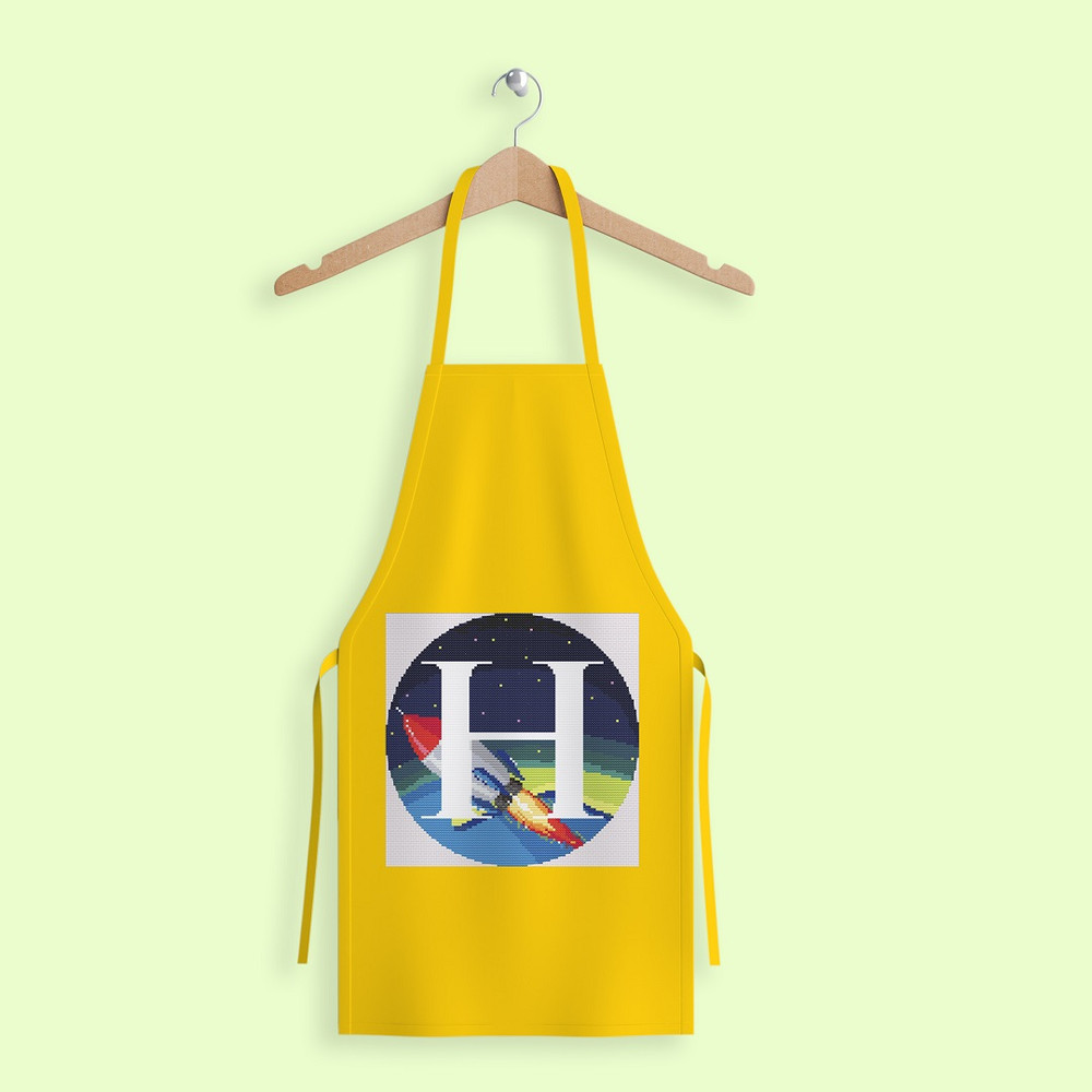 11 Letter H Space galaxy Monogram bright color modern style cross stitch digital pattern for home decor and gift.jpg