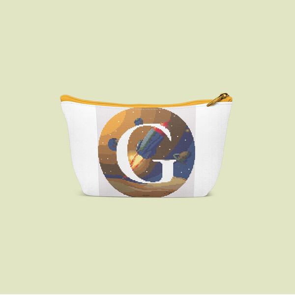 7 Letter G Space galaxy Monogram bright color modern style cross stitch digital pattern for home decor and gift.jpg