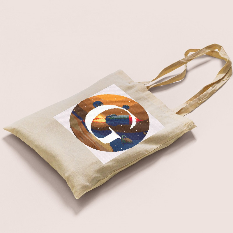 10 Letter G Space galaxy Monogram bright color modern style cross stitch digital pattern for home decor and gift.jpg