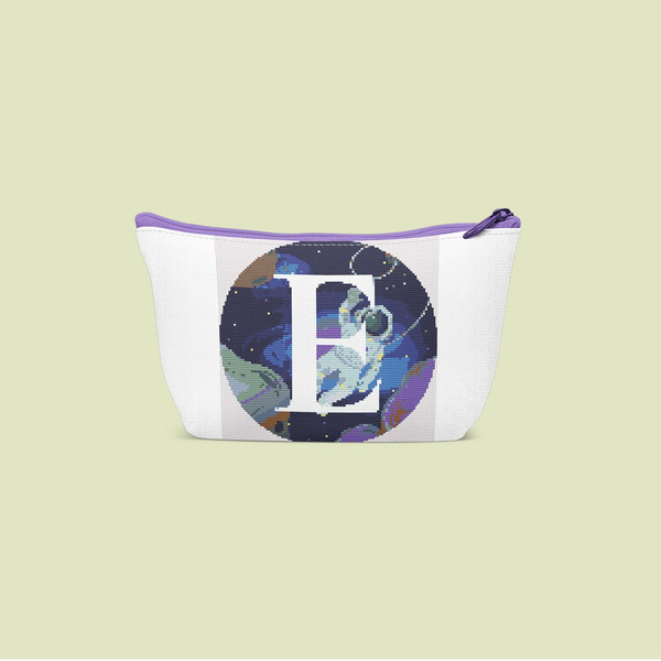 7 Letter E Space galaxy Monogram bright color modern style cross stitch digital pattern for home decor and gift.jpg