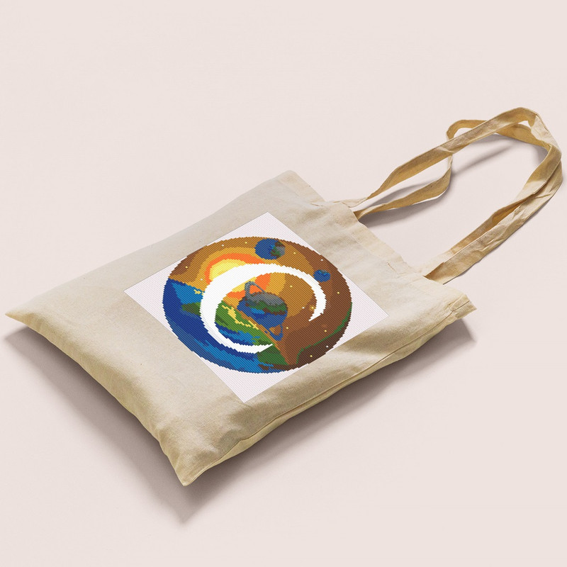 10 Letter C Space galaxy Monogram bright color modern style cross stitch digital pattern for home decor and gift.jpg