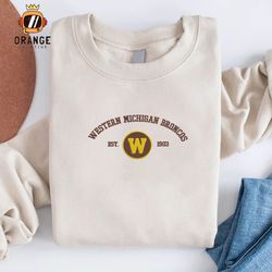 Western Michigan Broncos Embroidered Sweatshirt, NCAA Embroidered Shirt, Embroidered Hoodie, Unisex T-Shirt