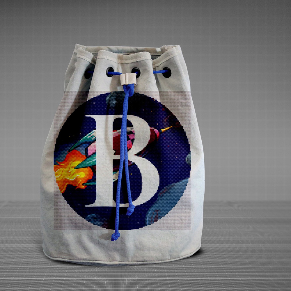 6 Letter B Space galaxy Monogram bright color modern style cross stitch digital pattern for home decor and gift.jpg