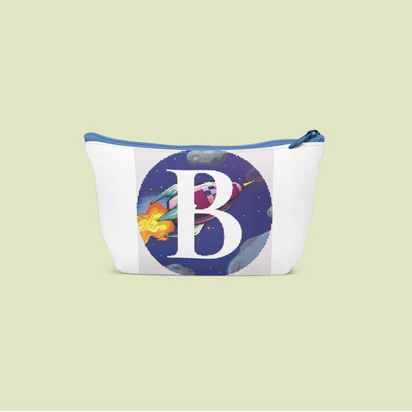 7 Letter B Space galaxy Monogram bright color modern style cross stitch digital pattern for home decor and gift.jpg