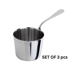 Russian cocotte for julienne cooking | Stainless Steel Saucepans for mashrooms | 110 ml, set of 3 pcs