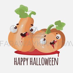 flat halloween pumpkin funny cartoon vector illustration