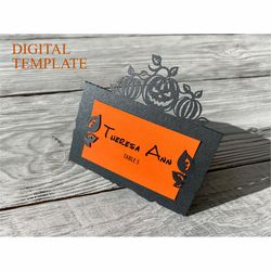 diy halloween place card svg digital template pumpkin, gothic wedding escort cards (svg dxf ai cdr) papercut laser cut