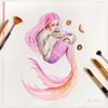 mermaid-painting-mermaid-original-art-mermaid-watercolor-love-coffee-artwork-kitchen-wall-art-6.jpg
