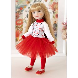 Red set clothes for 14.5 inch dolls Ruby Red Fashion Friends for Valentine's Day, RRFF doll cute outfit with hearts