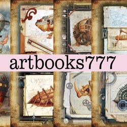 steampunk cards, ephemera, scrapbooking, JUNK JOURNAL, digital paper, animals