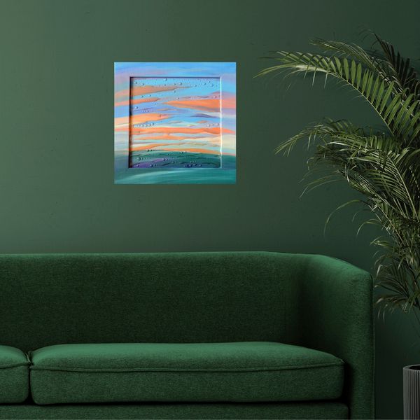 acrylic-painting-landscape-morning-blue-sky-pink-and-peach-clouds-wall-decor