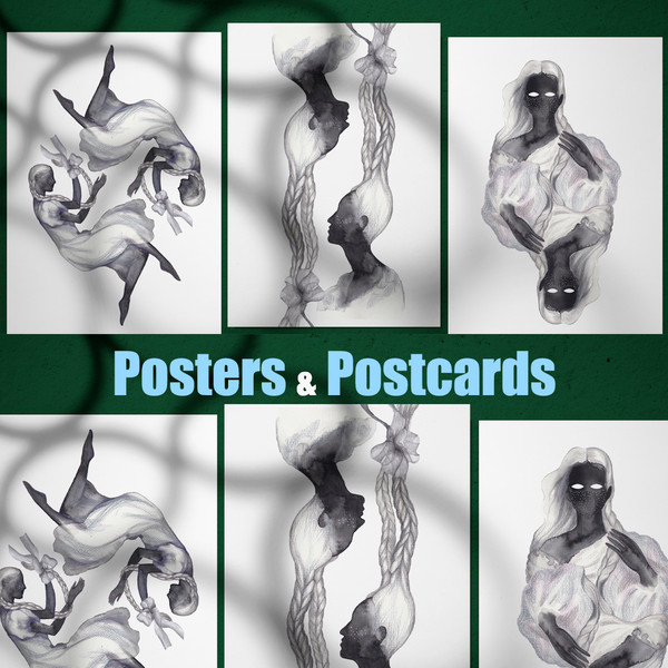 digital-illustrations-for-printing-poster-postcards-fabric-paper-black-and-white-graphics-girls-design