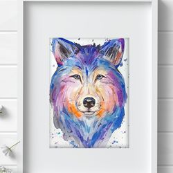 Wolf painting Watercolor Wall Decor 8"x11" home art animals watercolor painting by Anne Gorywine