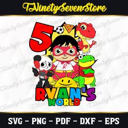 ryan's world 5 years old svg,  birthday girl svg, svg file, png, digital download, birthday svg