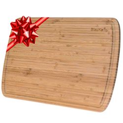 BlauKe Extra Large Wood Cutting Board 18x12 inch - Butcher Block with Juice Groove, Serving Tray - Wooden Chopping Board