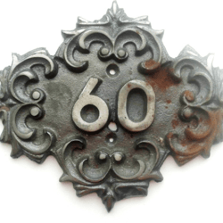 Address cast iron number plaque 60 - vintage apartment number sign
