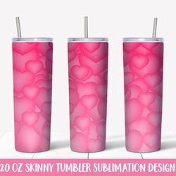 3d hearts skinny tumbler sublimation wrap