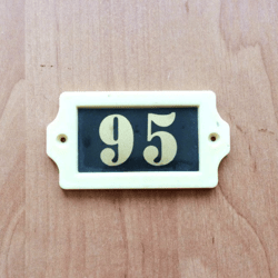 Plastic address number sign 95 apartment door plate vintage